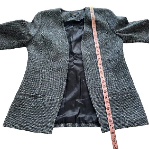 Pendleton Sz S NWT Women's Gray Blue Open Front Long Sleeve Wool Blazer - Picture 15 of 15